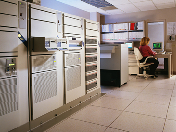 Photograph of a room full of computer servers